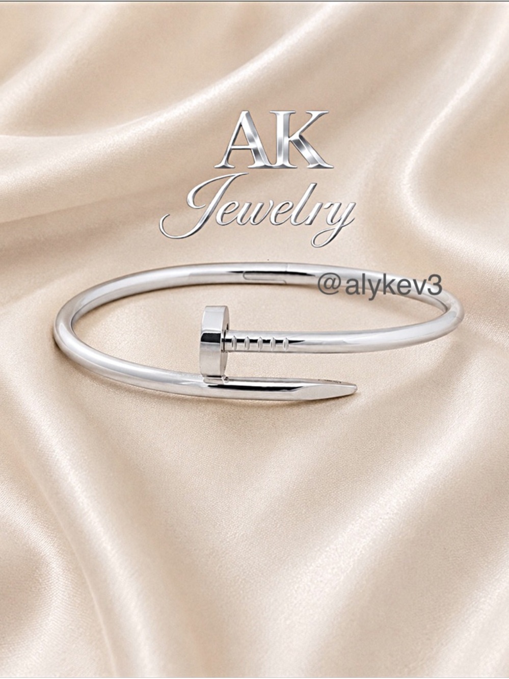 💎Silver NAIL Bracelet, Titanium Stackable Bangle